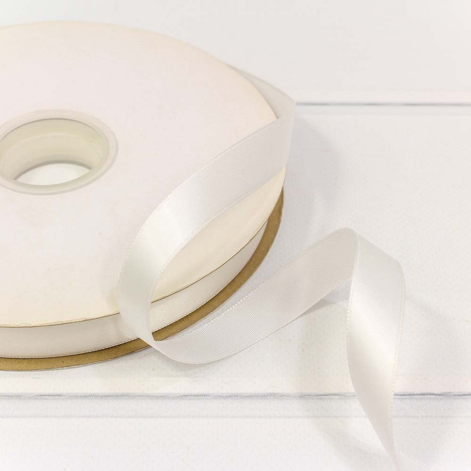 Лента Атласная Полиэстер класс А 1,5см*100ярд Жемчужно-белый