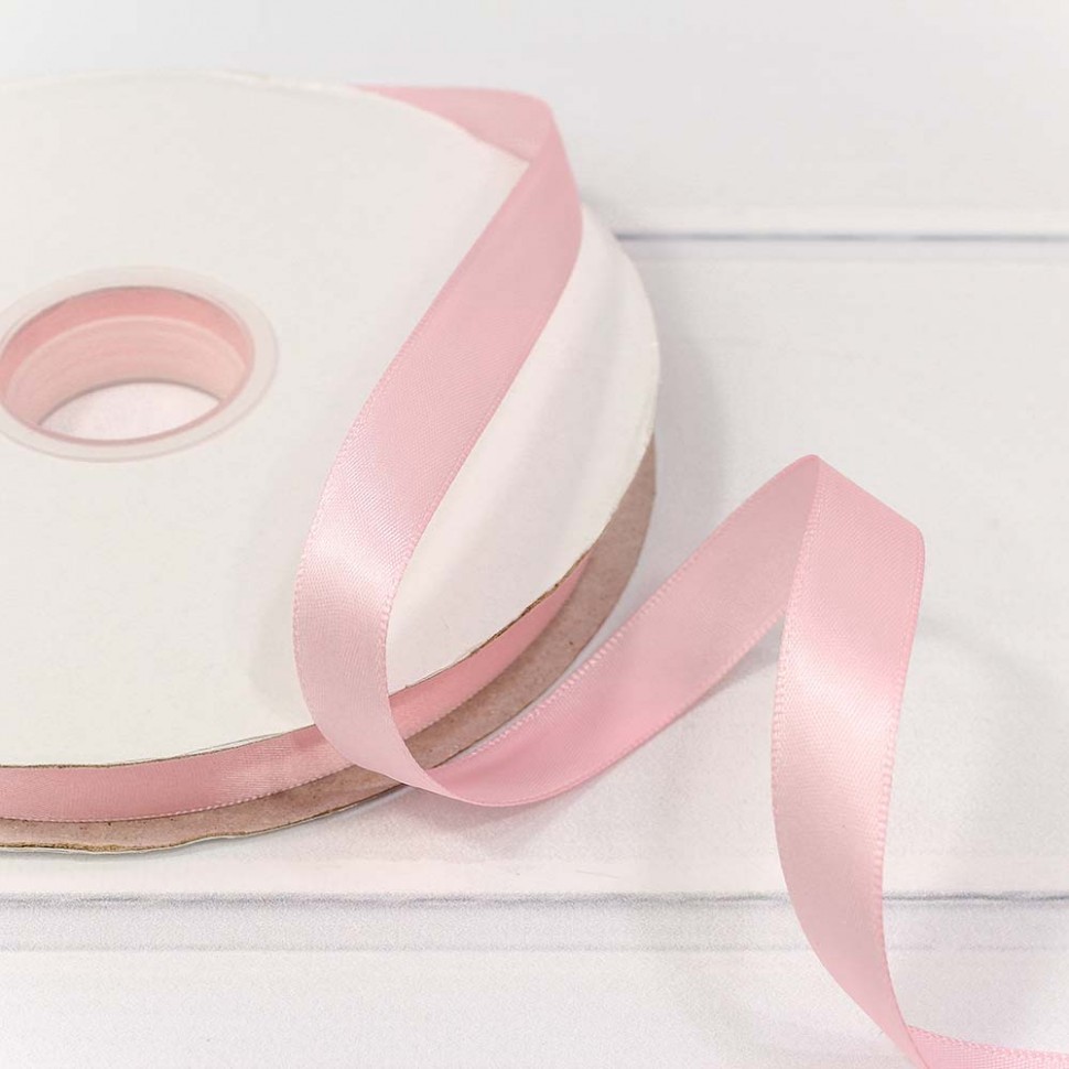 Лента Атласная Полиэстер класс А 1,5см*100ярд Бледно-розовый