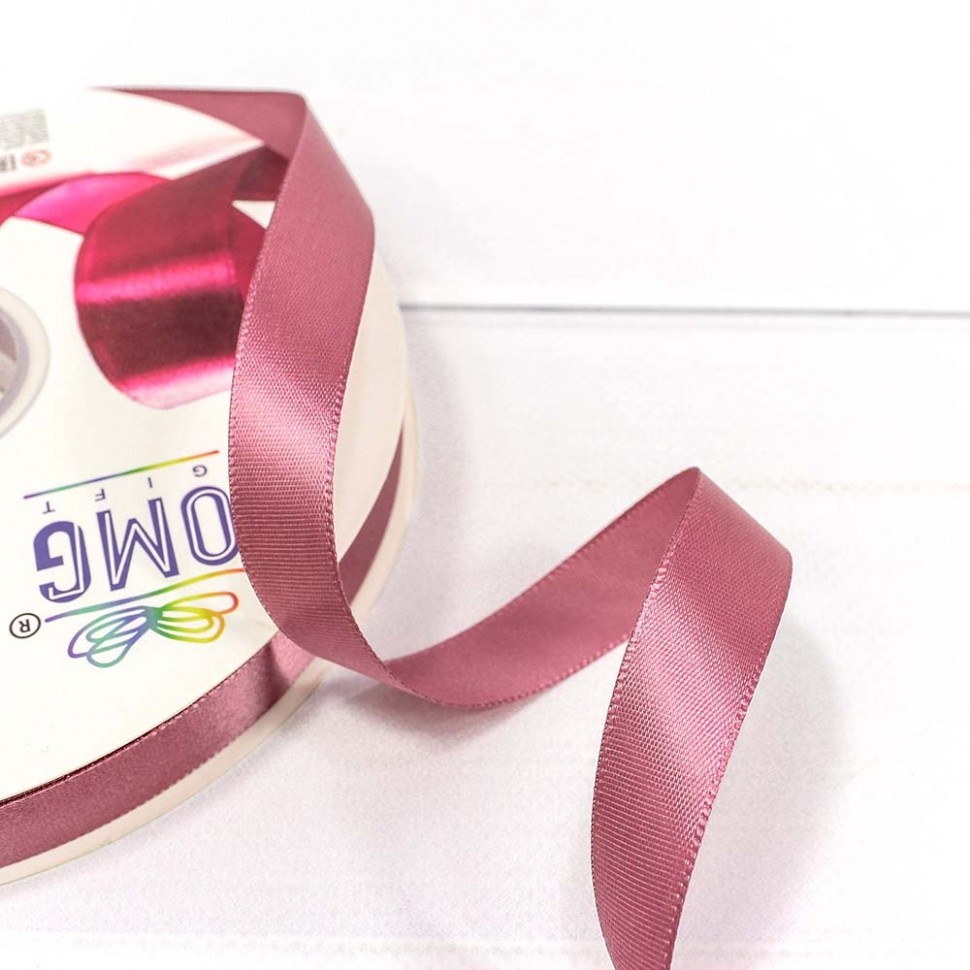 Лента Атласная Полиэстер класс А 1,5см*100ярд Коричнево-розовый