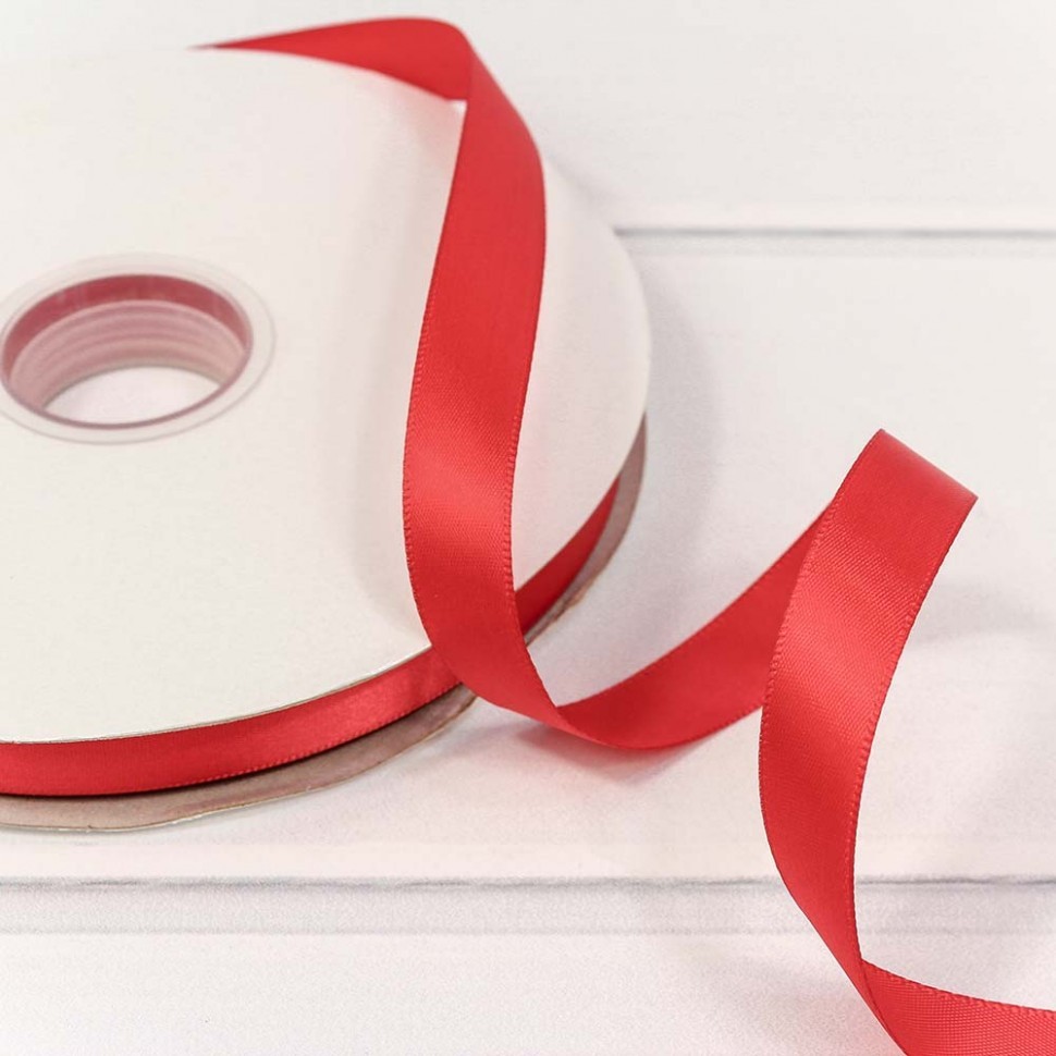 Лента Атласная Полиэстер класс А 1,5см*100ярд Красный