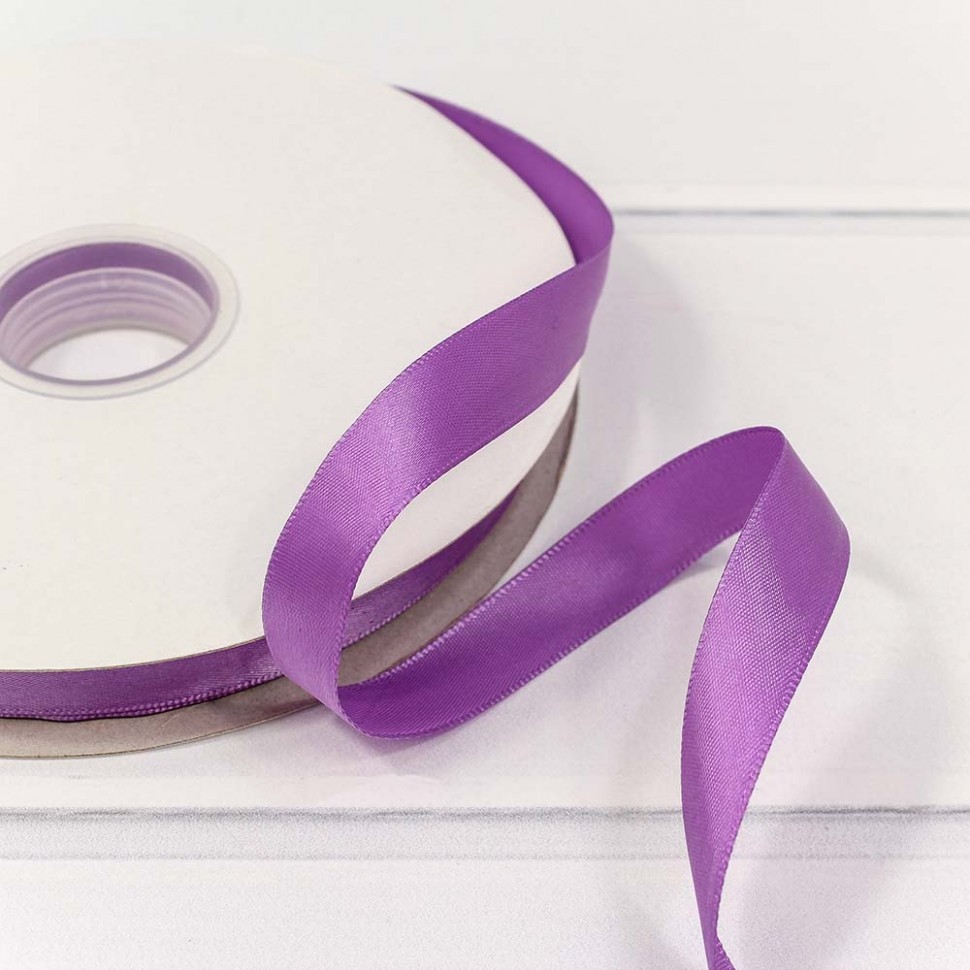 Лента Атласная Полиэстер класс А Фиолетовый 1,5см*100ярд