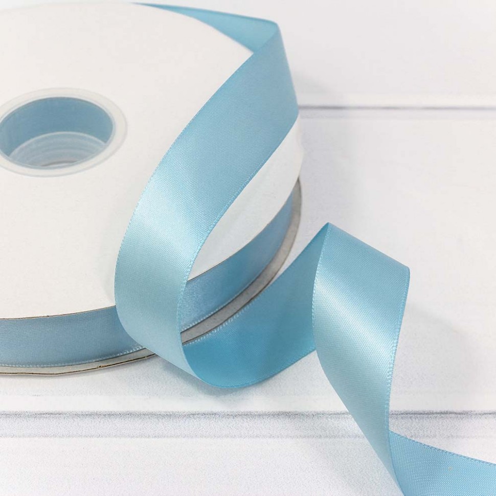 Лента атласная полиэстер класс А 2,5см*100ярд голубой