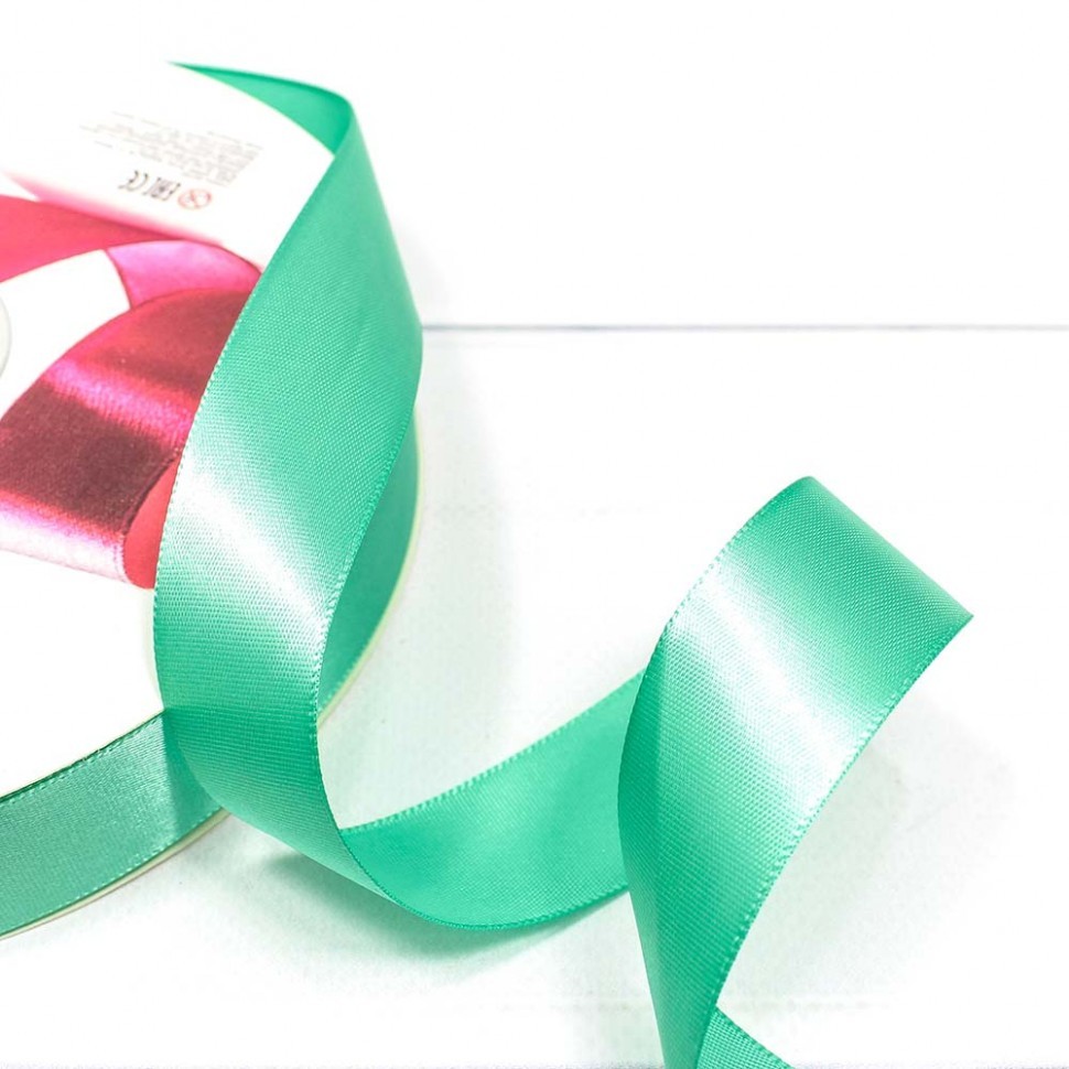 Лента Атласная Полиэстер класс А 2,5см*100ярд Мятный