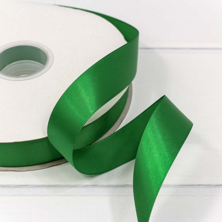 Лента атласная полиэстер класс А 2,5см*100ярд зелёный