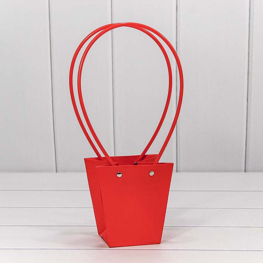 Пакет подарочный "Ваза для цветов" 12,5*12*8 Красный (5 шт)