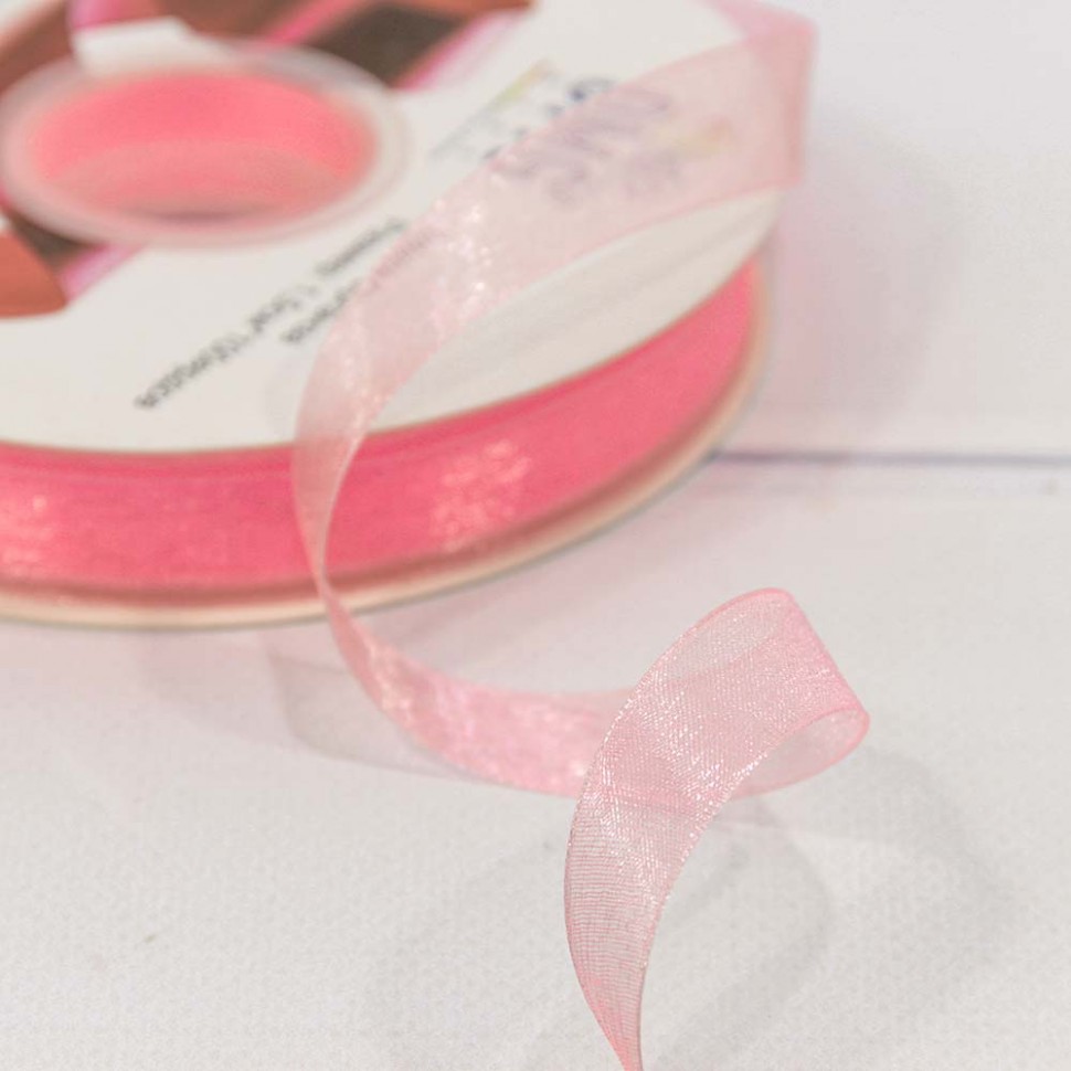 Лента Органза 1,5см*100ярд Ярко-розовый