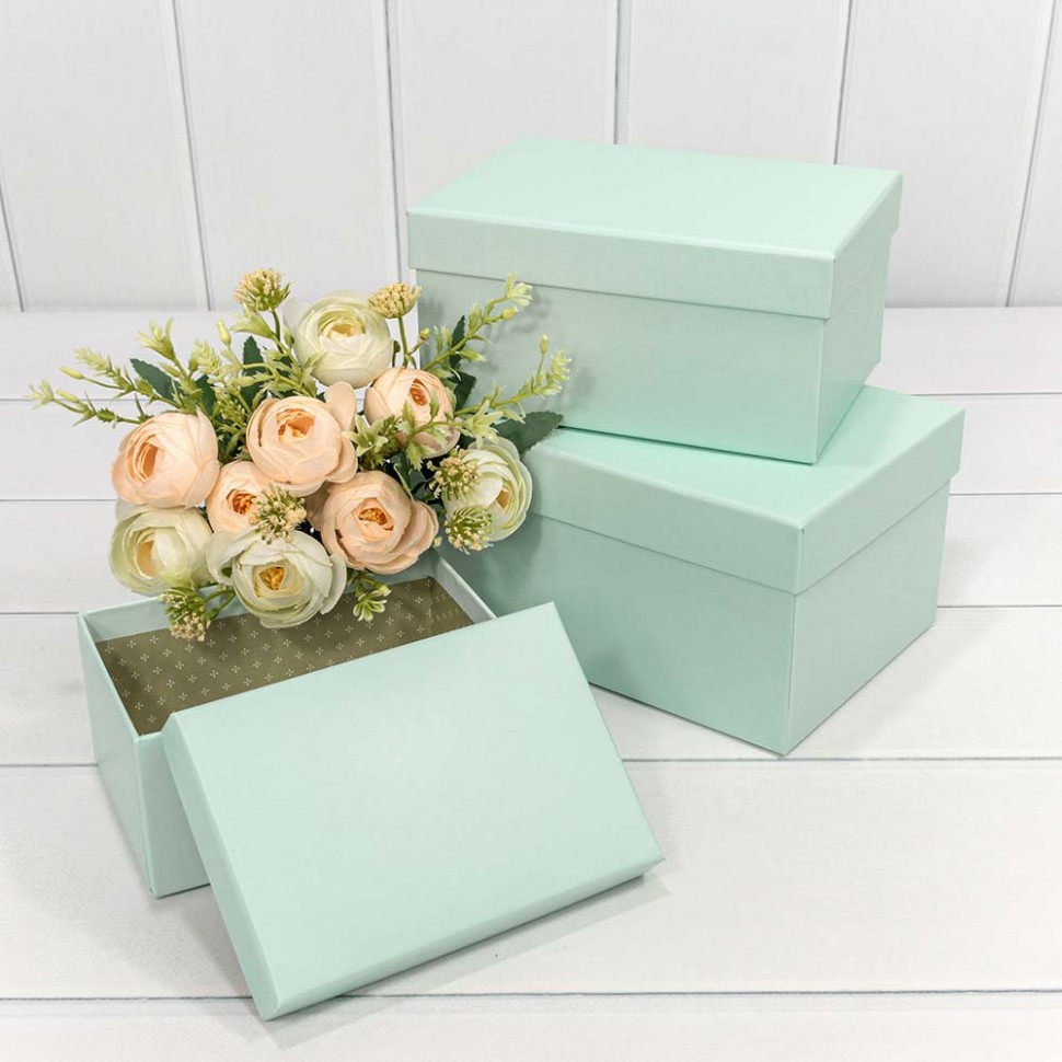 Коробки Прямоугольные Набор 1/3 22*15*11,5 Голубой