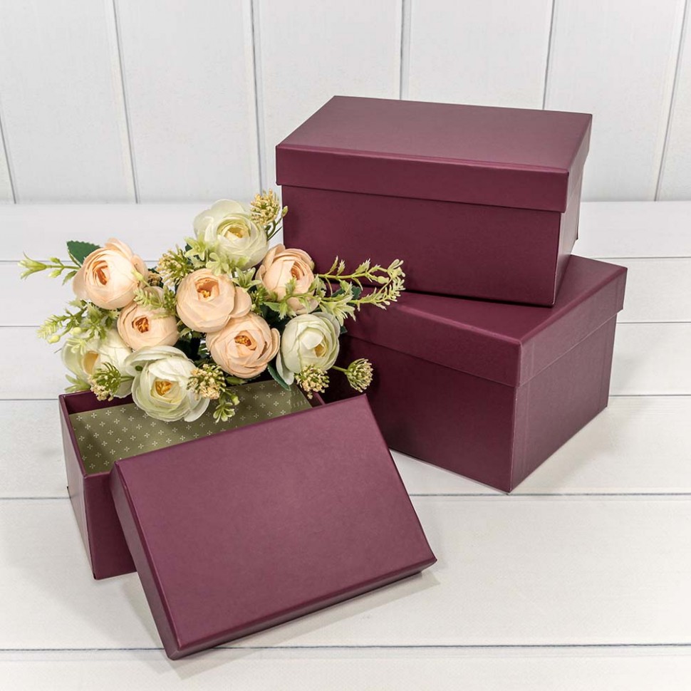 Коробки Прямоугольные Набор 1/3 22*15*11,5 Сливовый