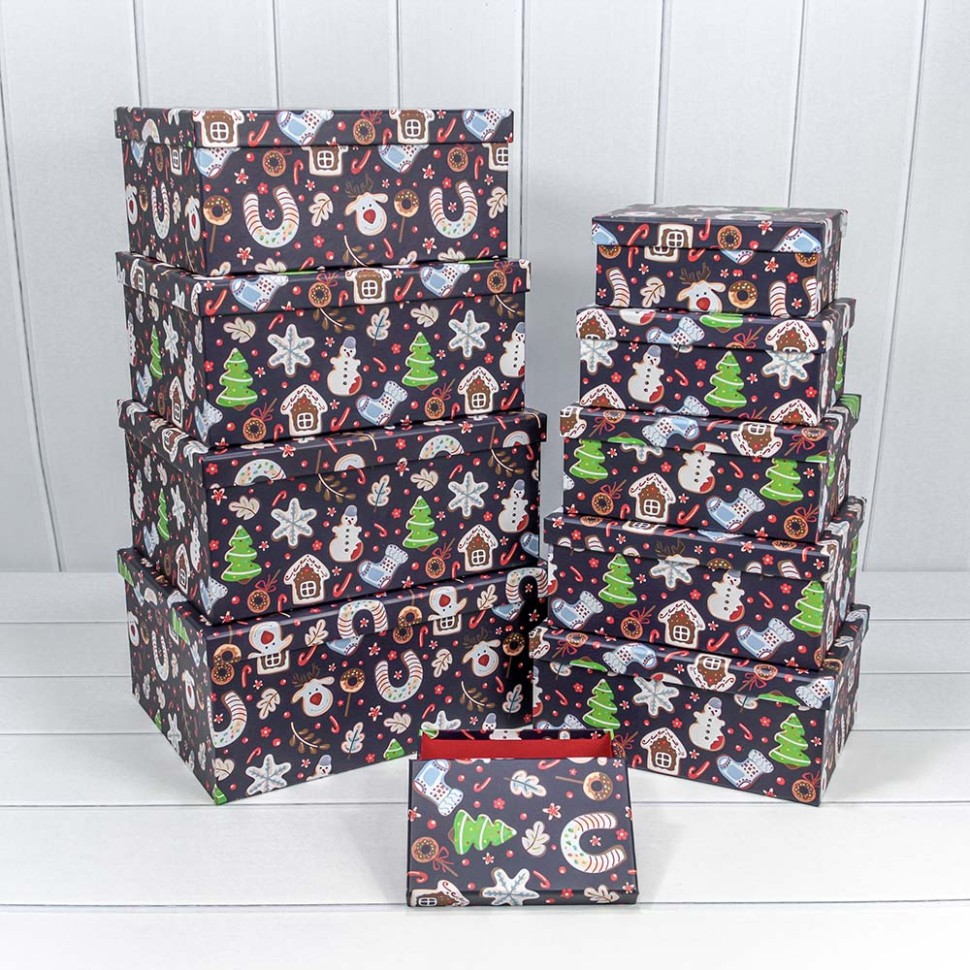 Коробки Прямоугольные Набор 1/10 34*26*15,3 "Новый год"-2626