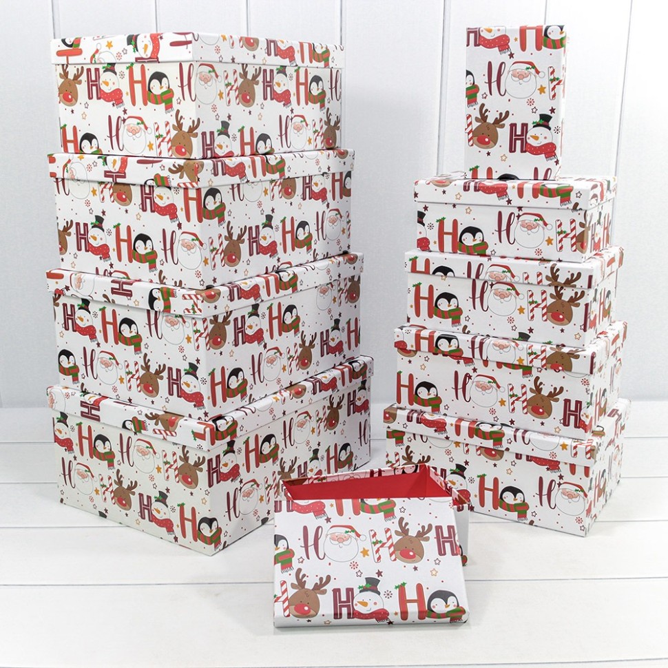 Коробки Прямоугольные Набор 1/10 34*26*15,3 "Новый год"-2656