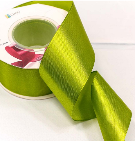 ЛЕНТА АТЛАСНАЯ САТИН 3,8 СМ*25 ЯРД ОЛИВКОВЫЙ