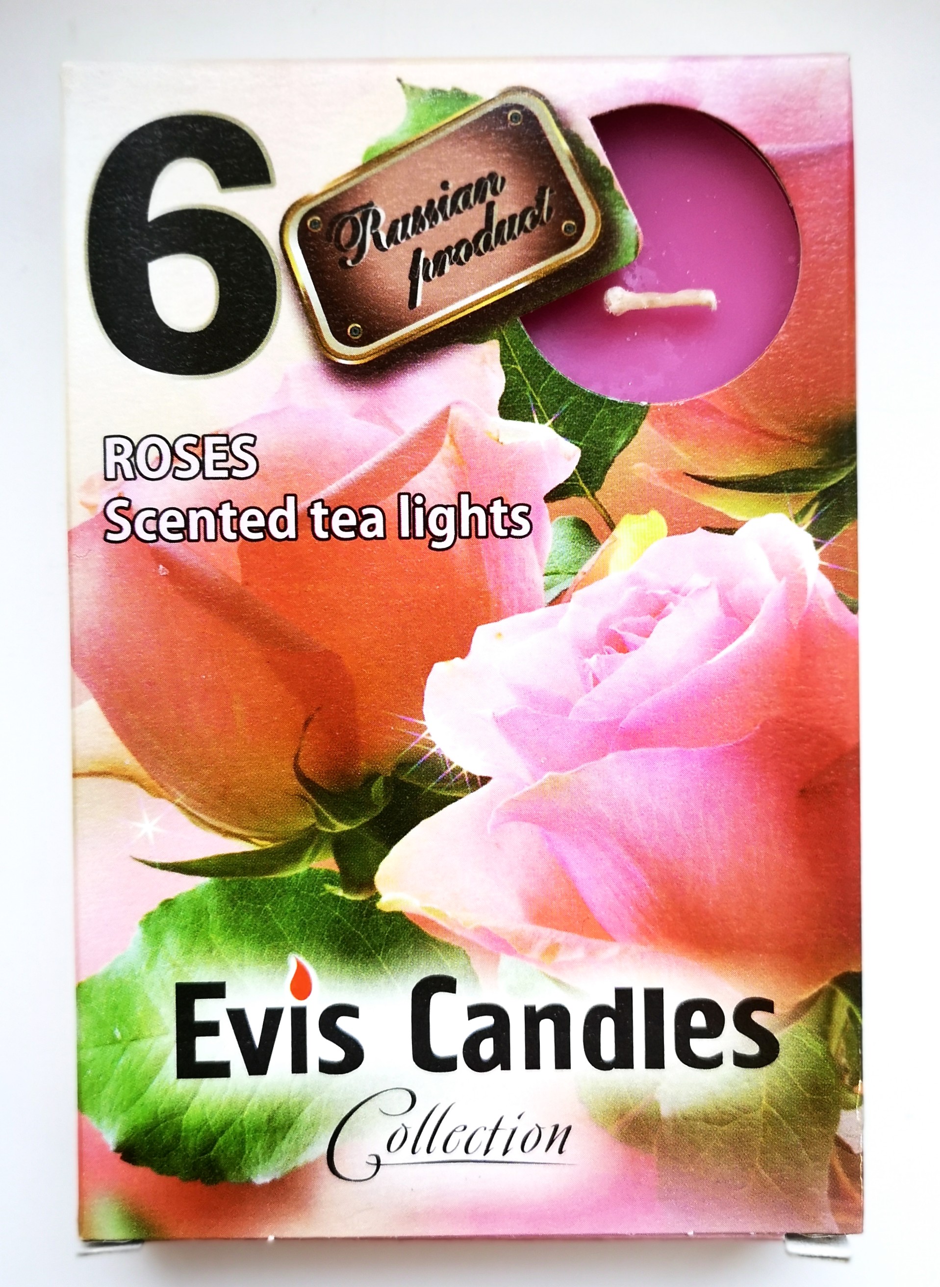 Чайные свечи парафиновые малые D 37 мм аромат Чайная роза, 6 шт/уп