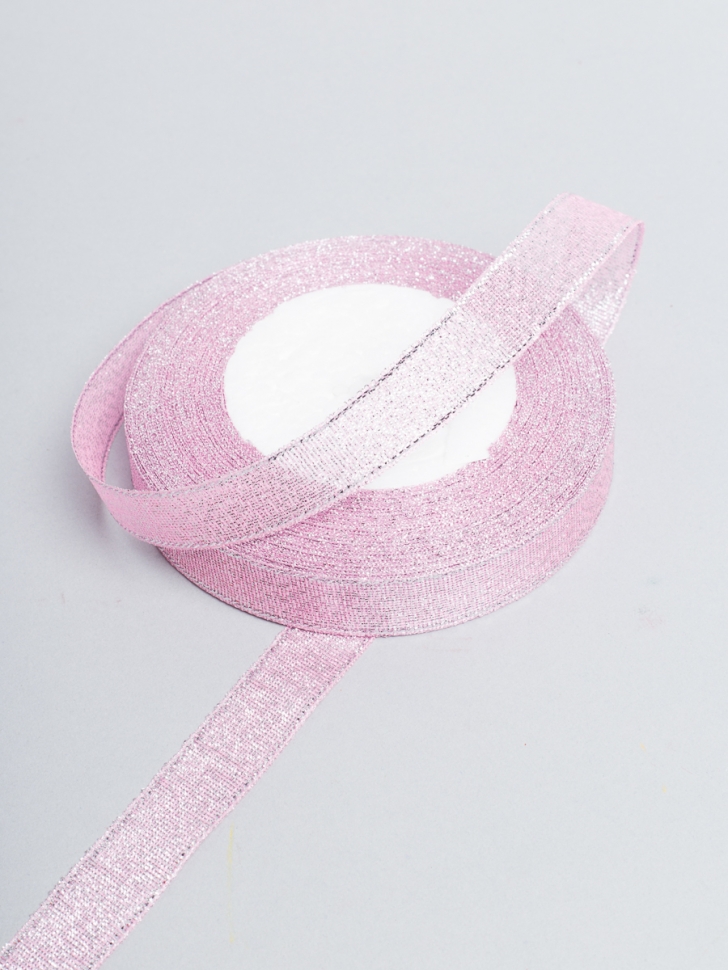 Лента парча 25 мм × 25 ярд К розовый