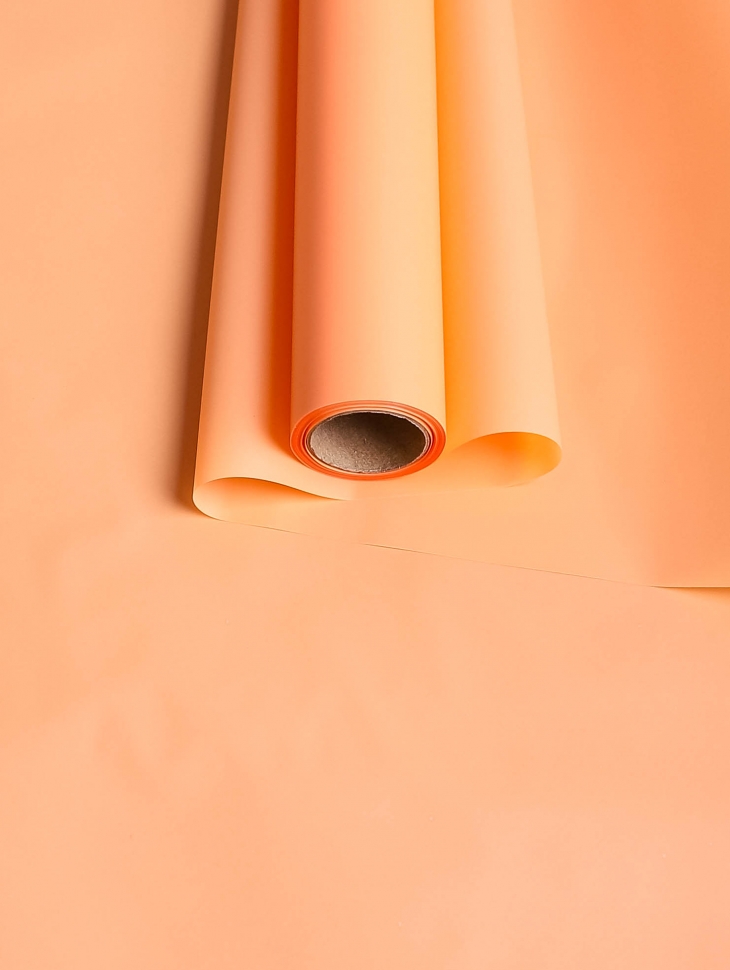 Пленка матовая 60 см × 10 м на втулке оранжевый пастель