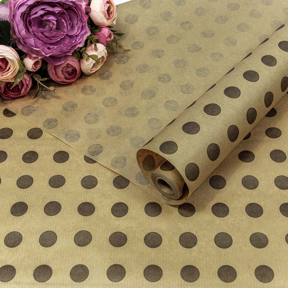 Бумага крафт 0,72*10 м Верже "Горох" серый