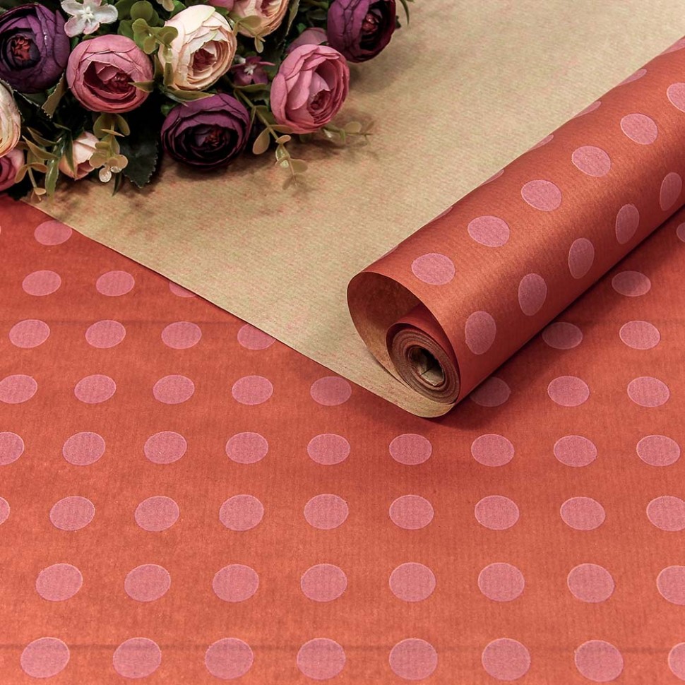 Бумага крафт 0,72*10 м Верже "Круги на розовом"