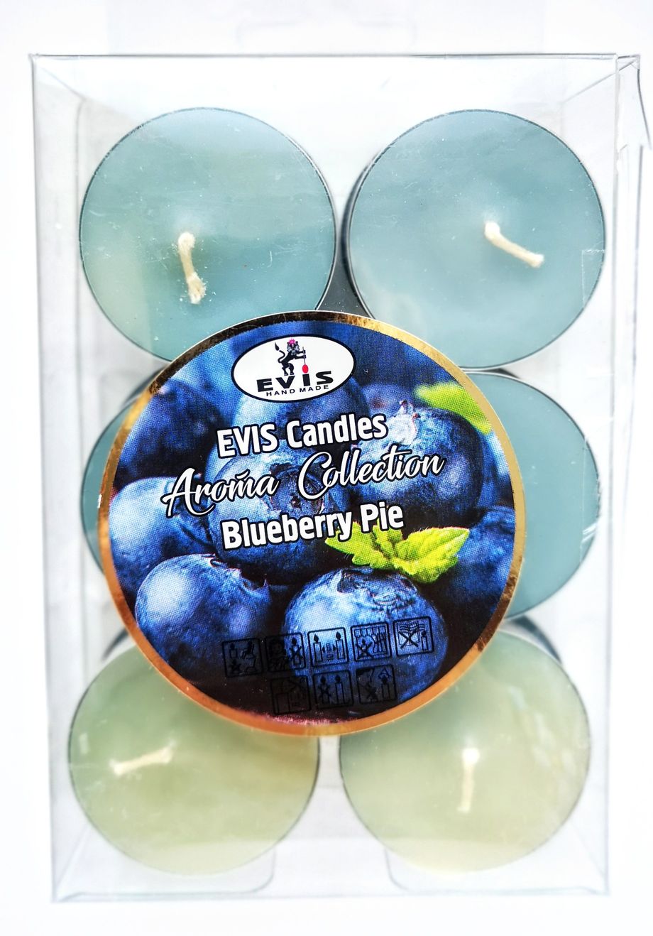 Чайные свечи малые D 37 мм. Набор 12 шт, цвет синий, аромат сибирских ягод