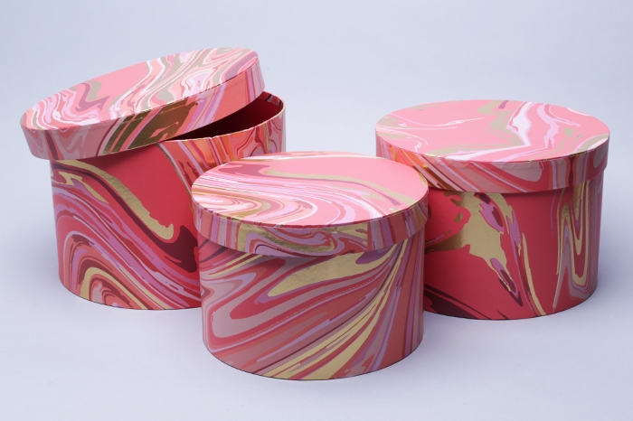 Коробка цилиндр набор из 3шт. 24,7x17см оранжевый