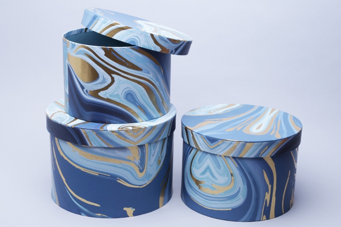 Коробка цилиндр набор из 3шт. 24,7x17см синий