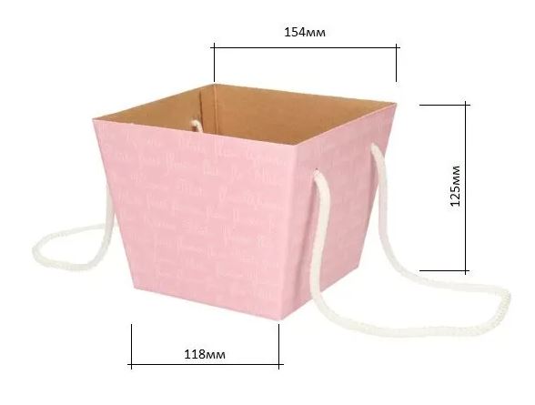 Коробка для цветов 11,8 × 15,4 × 12,5 см, розовый