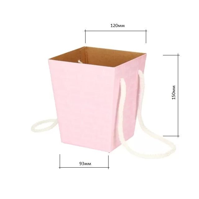 Коробка для цветов 9,3 х 12 х 15 см, розовый