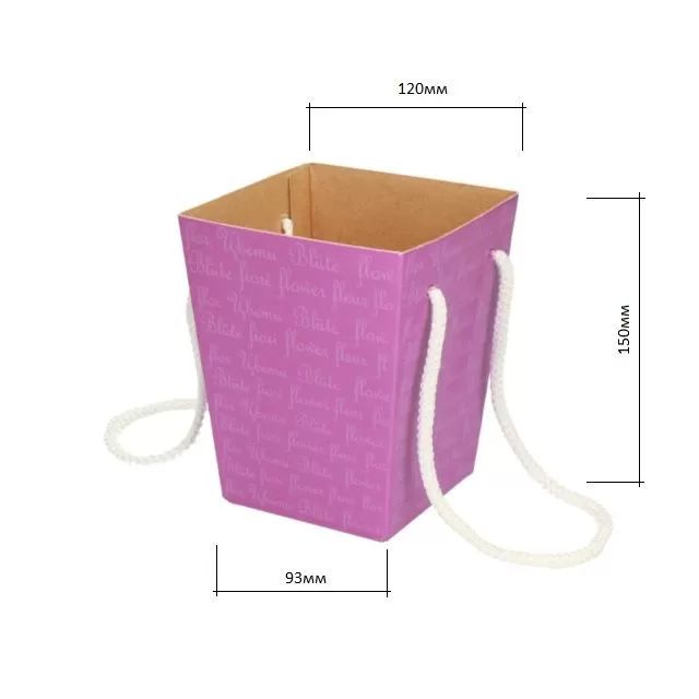 Коробка для цветов 9,3 х 12 х 15 см, сиреневый