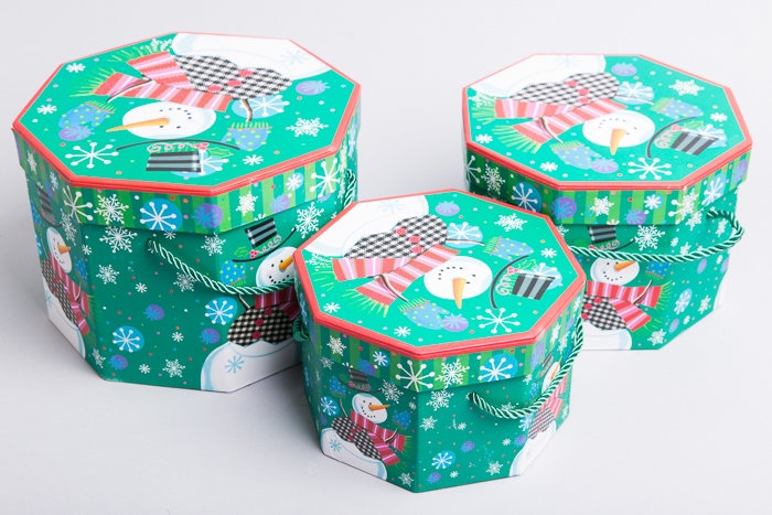 Коробка НГ многогранник набор из 3шт. 22х22х16см W7854