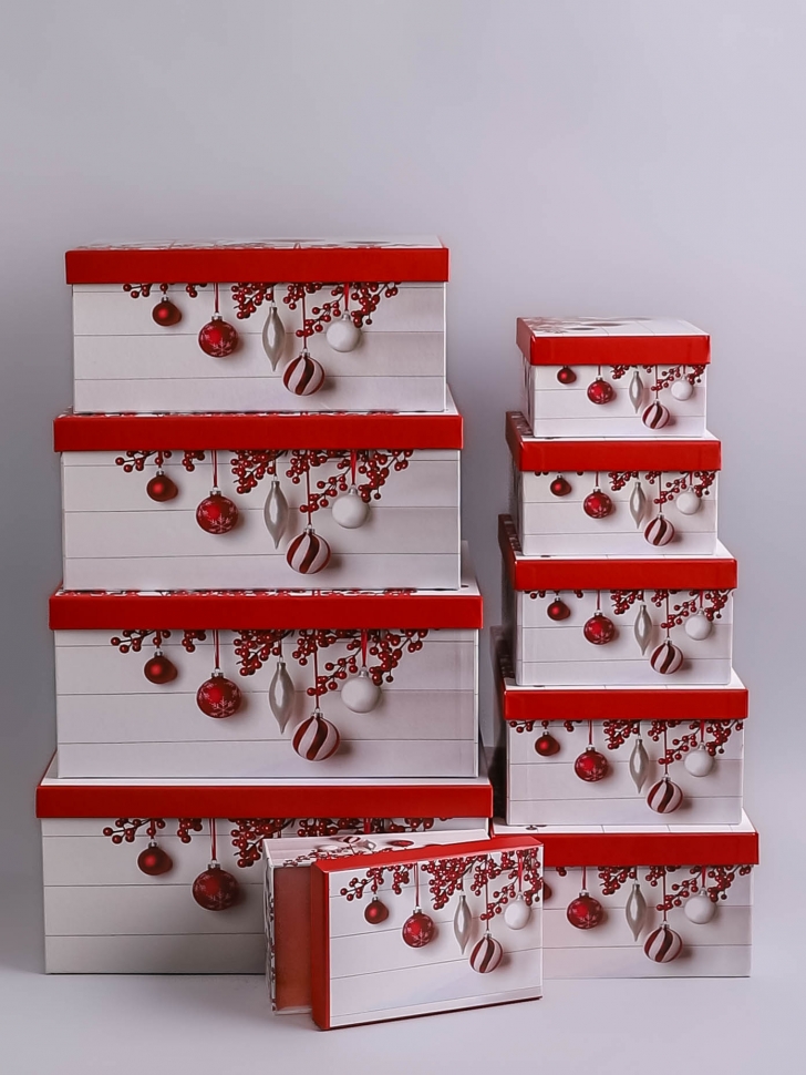 Коробка НГ прямоугольник набор из 10шт. 37,5х29х16см №911