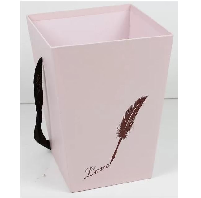 Коробка под цветы 12,7x12,7x22,7H, розовый