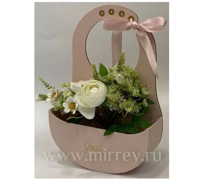 Коробка под цветы 22x7x32см (9см), 2 шт/упак, св.розовый