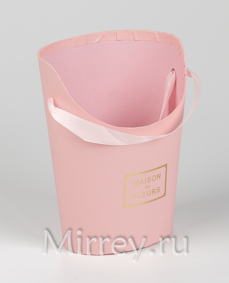 Коробка под цветы, с ручкой, 17 × 14 × 22 см, розовый (W6641)