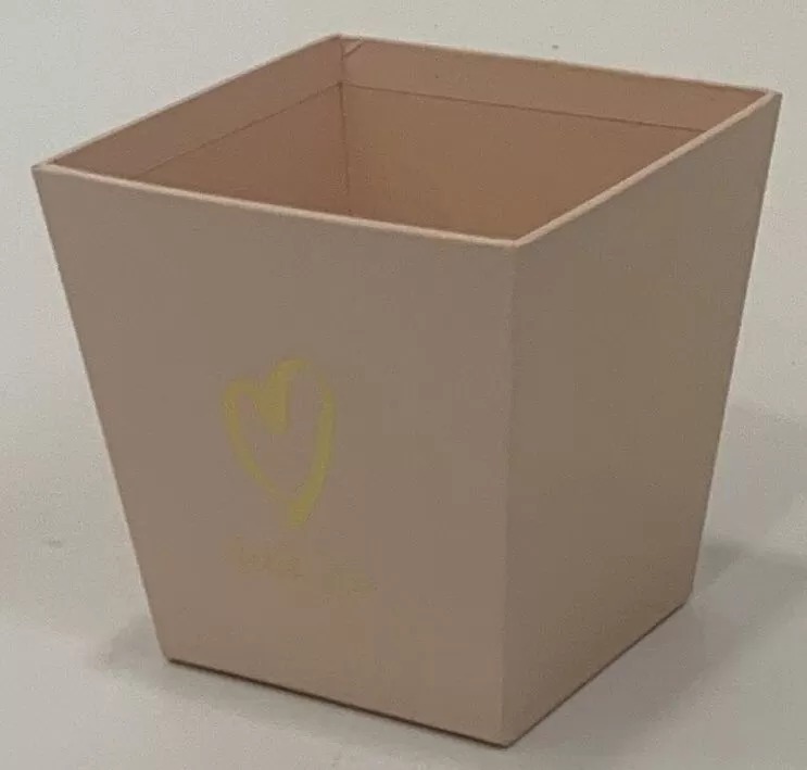 Коробка под цветы трапеция "С любовью" 11x11 см, светло-розовый