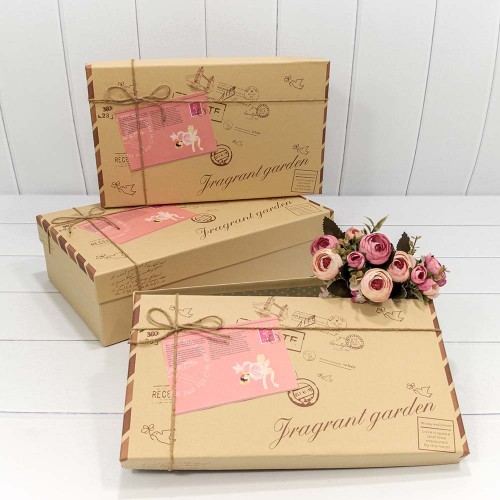 Коробки прямоугольные набор 3 шт 40,5*24,5*11,5 см "Письмо"