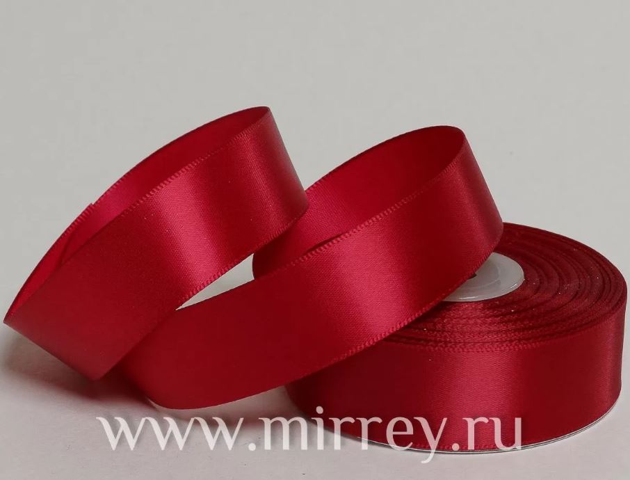Лента атласная "Элит", на катушке (картон), односторонняя, 15мм х 25ярд., бордовый