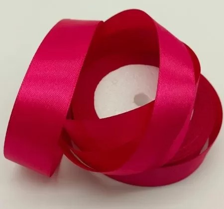 Лента атласная, на пене, односторонняя, 25 мм х 25 ярд, вишневый