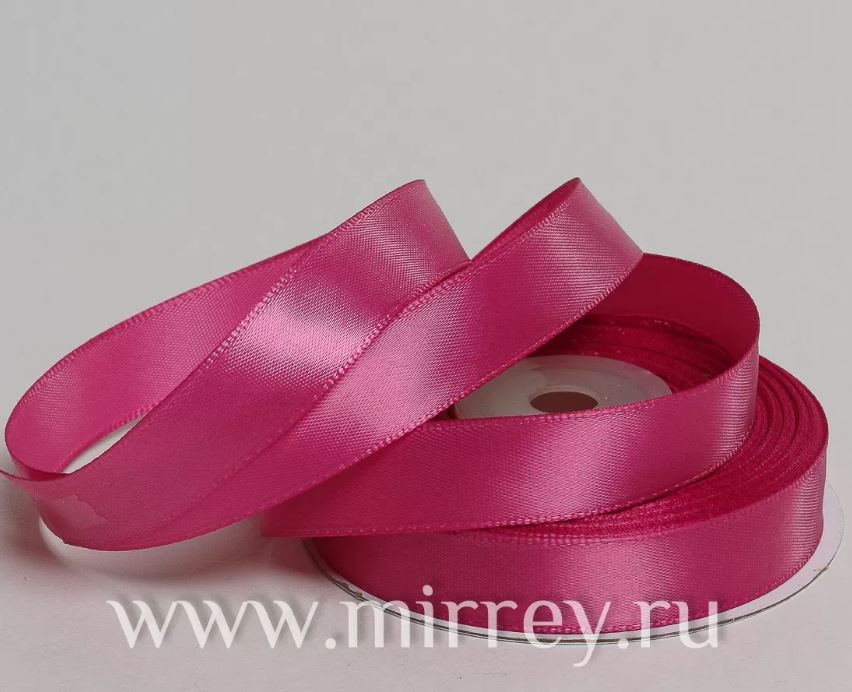 Лента атласная, на пенопласте, односторонняя, 6 мм х 25 ярд,  малиново-розовый