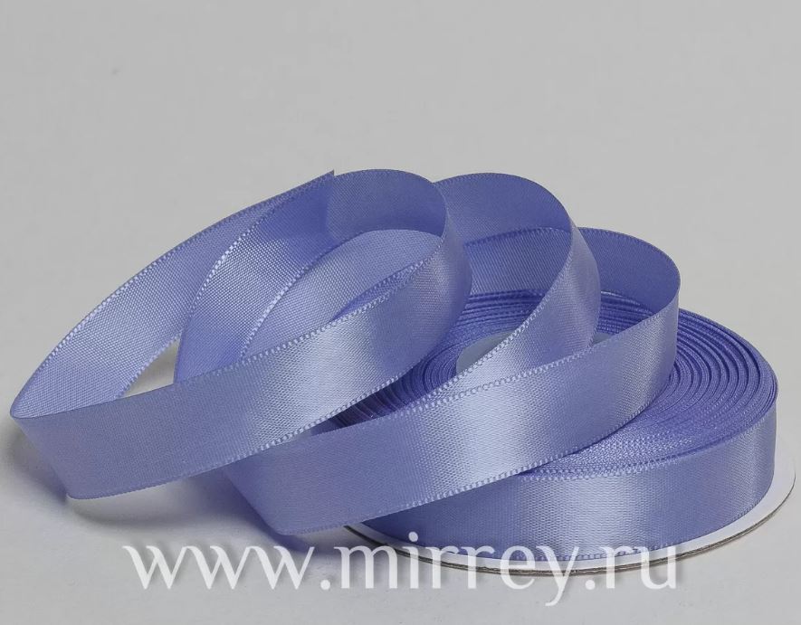 Лента атласная, на пенопласте, односторонняя, 6 мм х 25 ярд,  светлый ирис