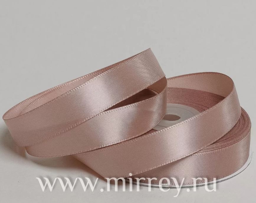 Лента атласная, на пенопласте, односторонняя, 6 мм х 25 ярд,  ванильный