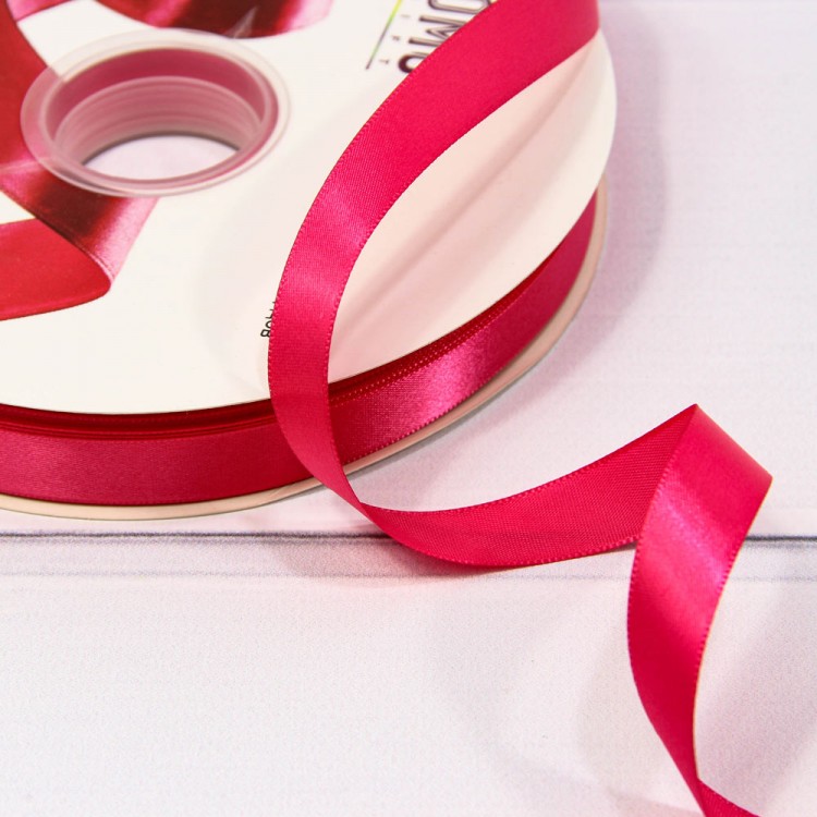 Лента Атласная Полиэстер класс А 1,5см*100ярд Малиново-красный