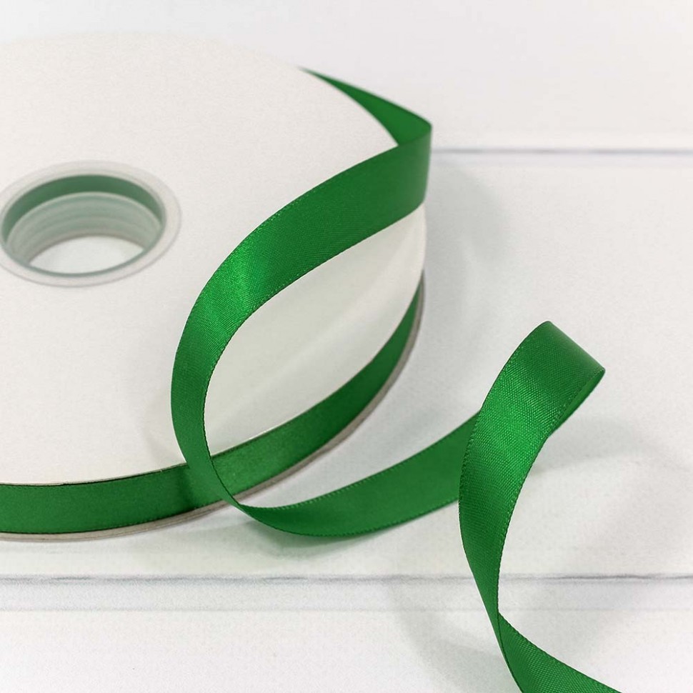 Лента Атласная Полиэстер класс А Зеленый 1,5см*100ярд