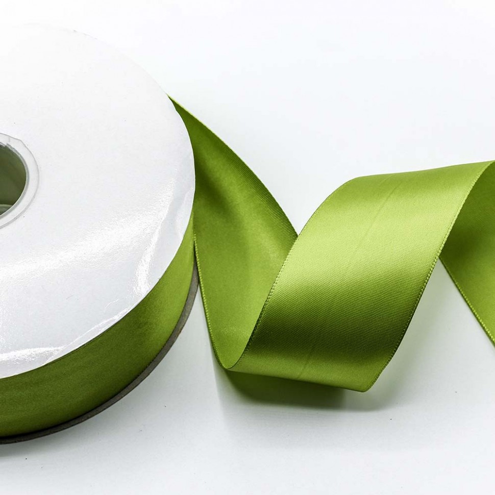 Лента атласная полиэстер класс А 5см*100ярд салатовый