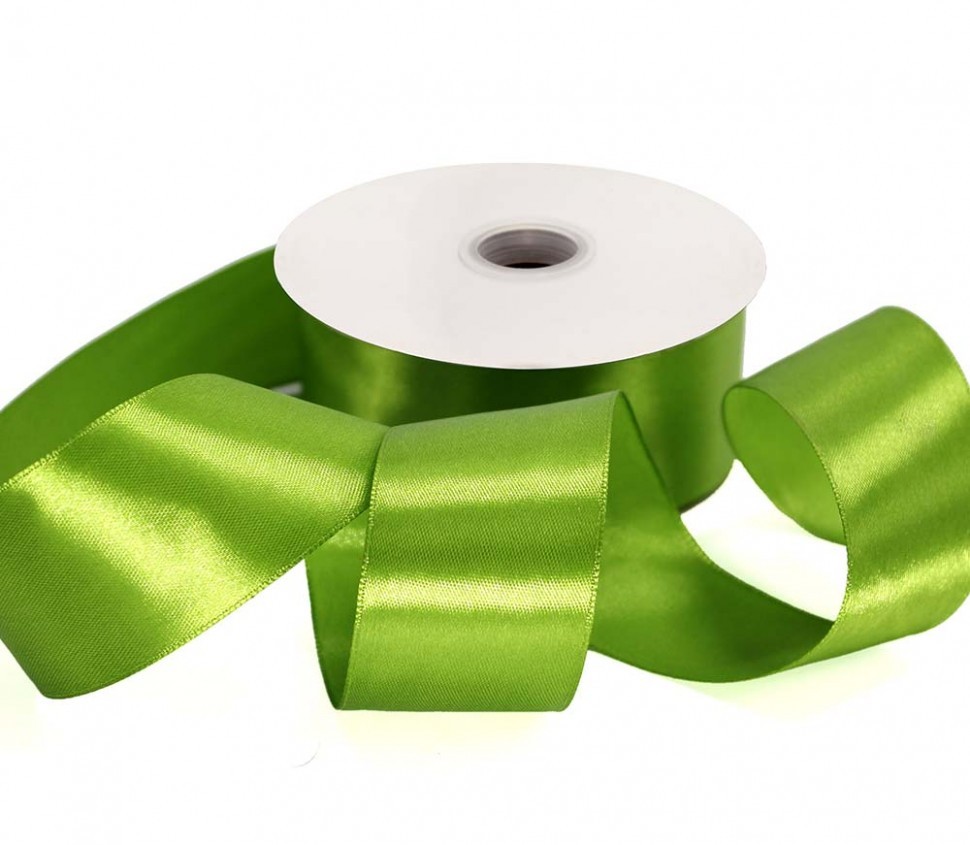 Лента атласная сатин 3,8 см*50 ярд салатовый