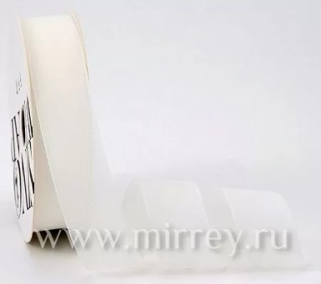 Лента декоративная "Грёзы", полиэстер, 25 см х 15 ярд., белый