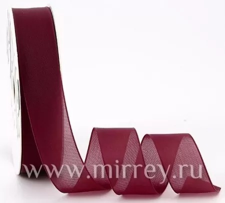 Лента декоративная "Грёзы", полиэстер, 25 см х 15 ярд., винный