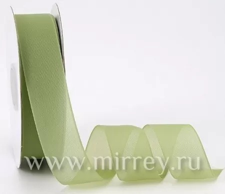 Лента декоративная "Грёзы", полиэстер, 25 см х 15 ярд., зеленый