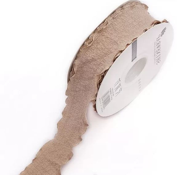 Лента декоративная "Волна", полиэстер, 25мм х 10ярд., латте