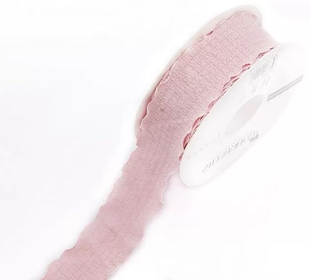 Лента декоративная "Волна", полиэстер, 25мм х 10ярд., розовый