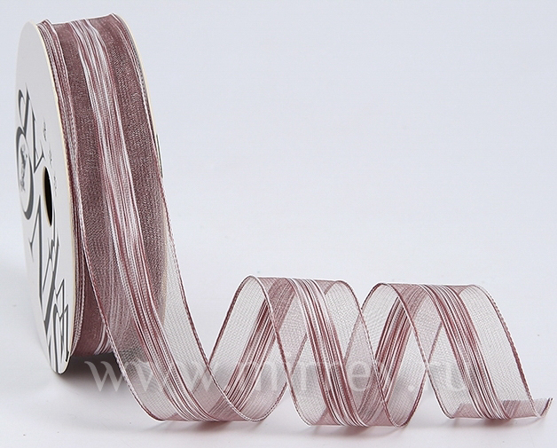 Лента декоративная "Воздушное облако", полиэстер, 25 мм х 20 ярд., пыльная роза