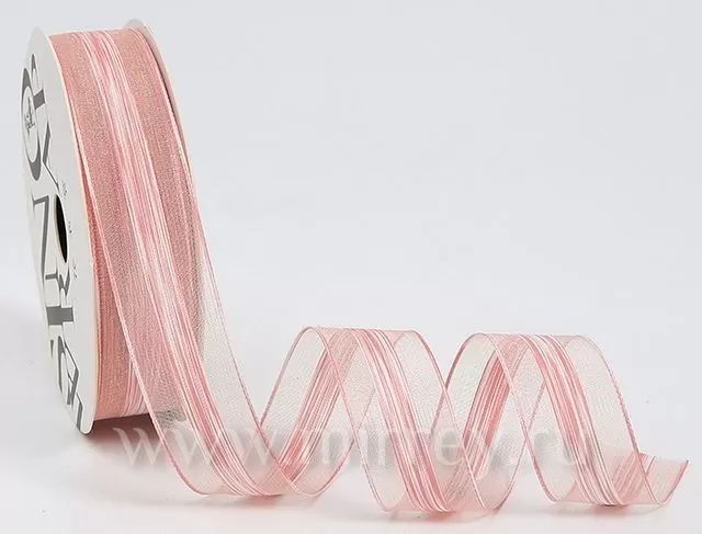 Лента декоративная "Воздушное облако", полиэстер, 25 мм х 20 ярд., розовый пион