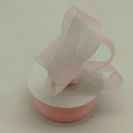 Лента органза на катушке, 25мм*25ярд, светло-персиковый